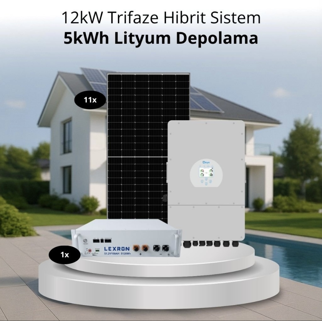 12kW Trifaze Hibrit Sistem – 5kWh Lityum Depolama