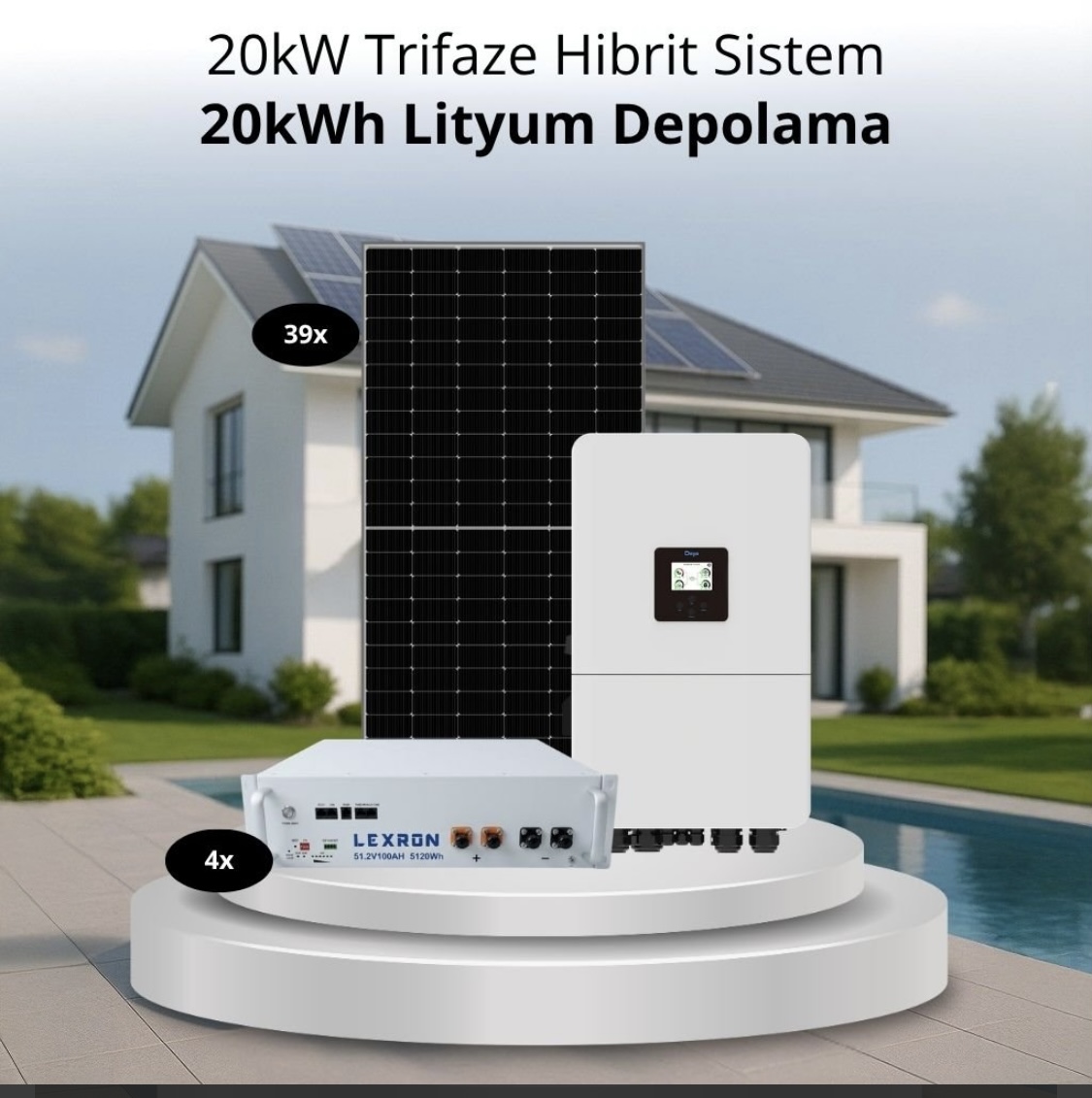 20kW Trifaze Hibrit Sistem – 20kWh Lityum Depolama