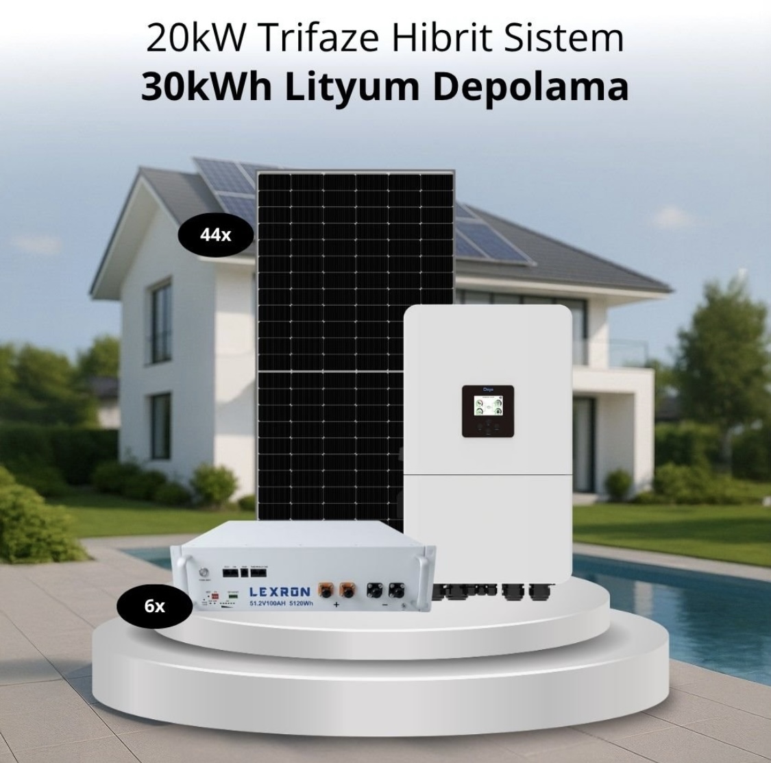 20kW Trifaze Hibrit Sistem – 30kWh Lityum Depolama