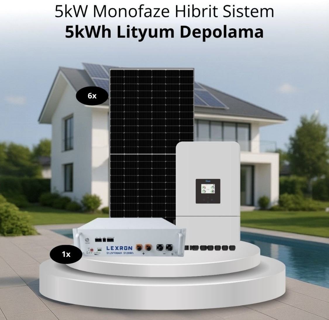 5kW Monofaze Hibrit Sistem – 5kWh Lityum Depolama